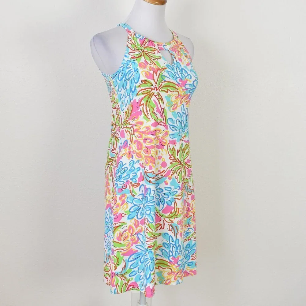 Barbara Gerwit Floral Nylon Halter Keyhole Dress - S - Picture 7 of 8